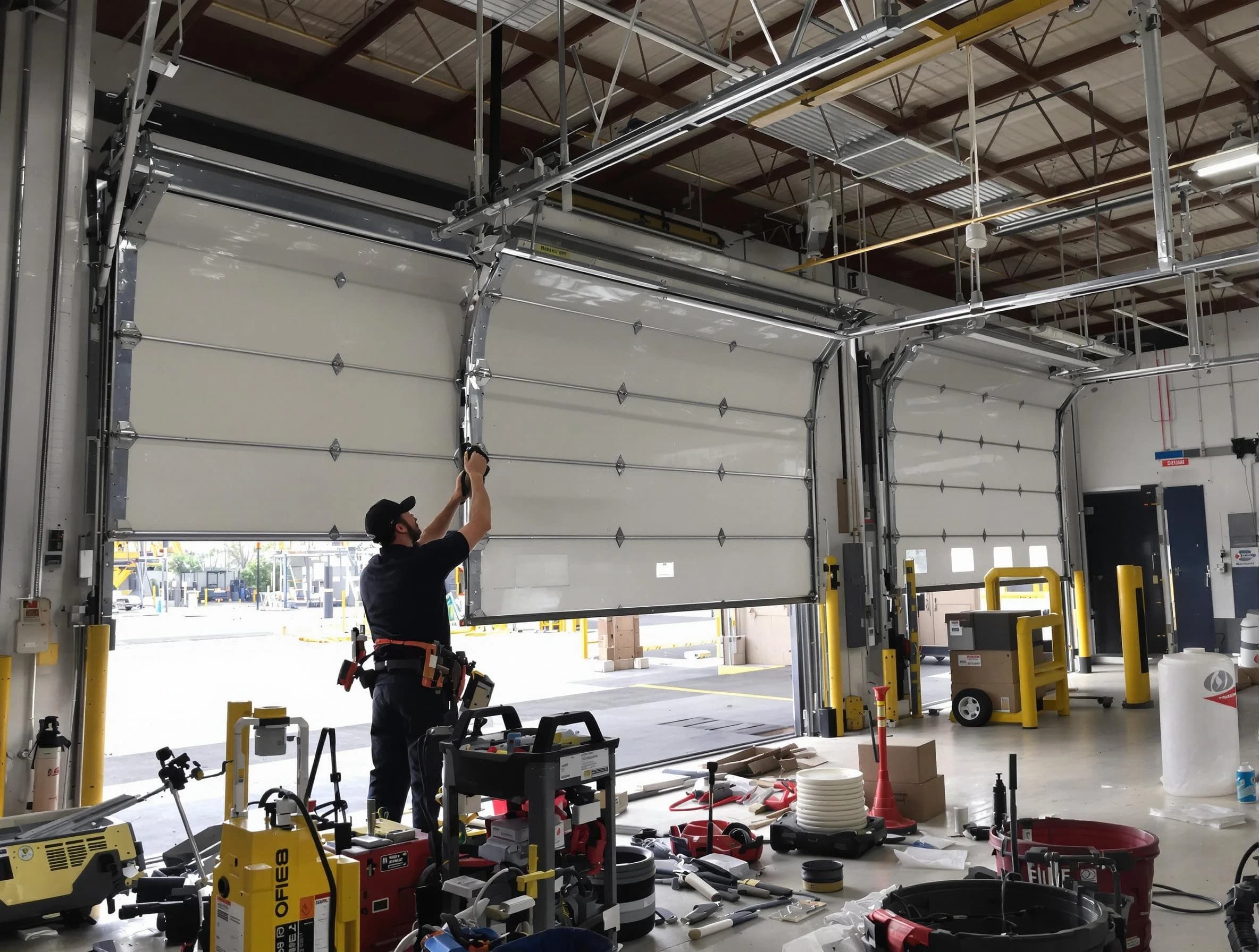 Midwest City Garage Door Repair technician performing commercial garage door repair in Midwest City