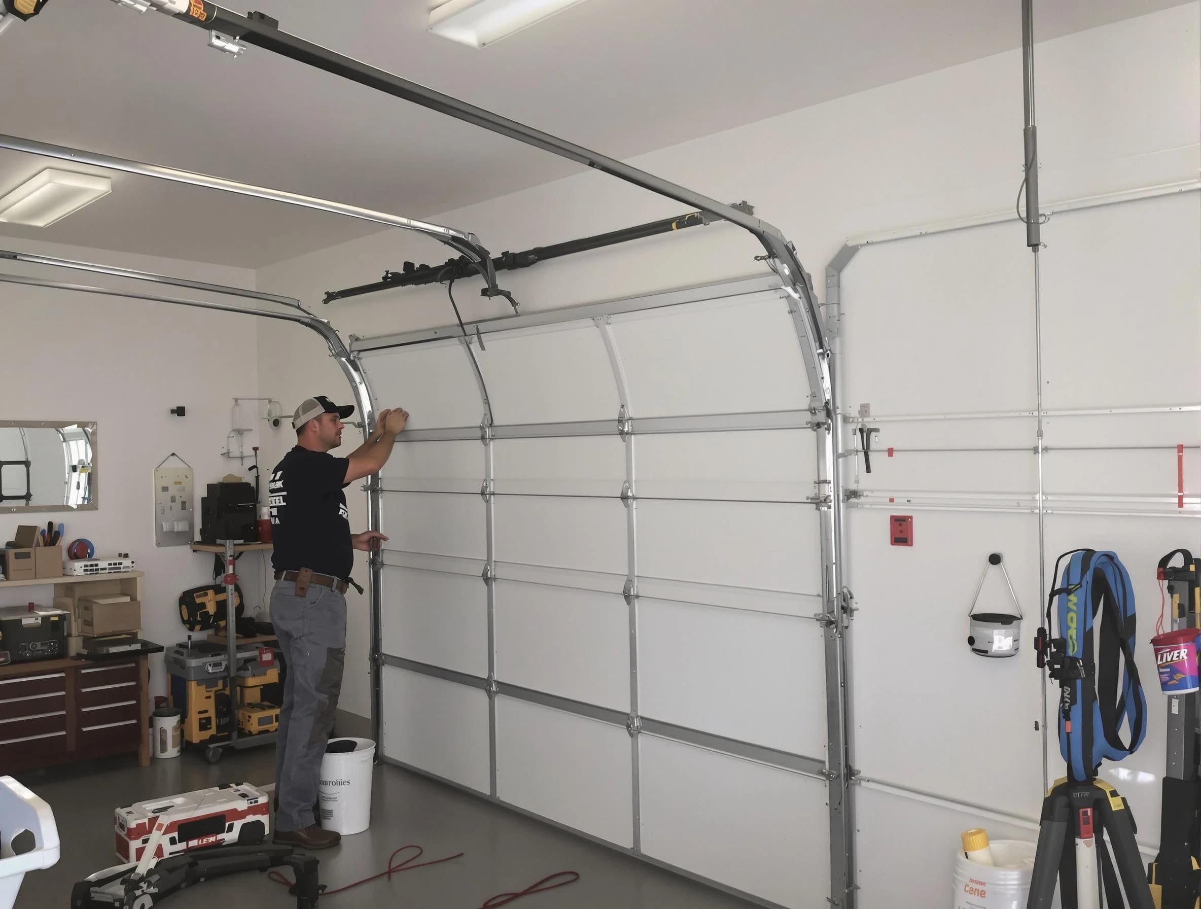 Midwest City Garage Door Repair team installing new garage door in Midwest City