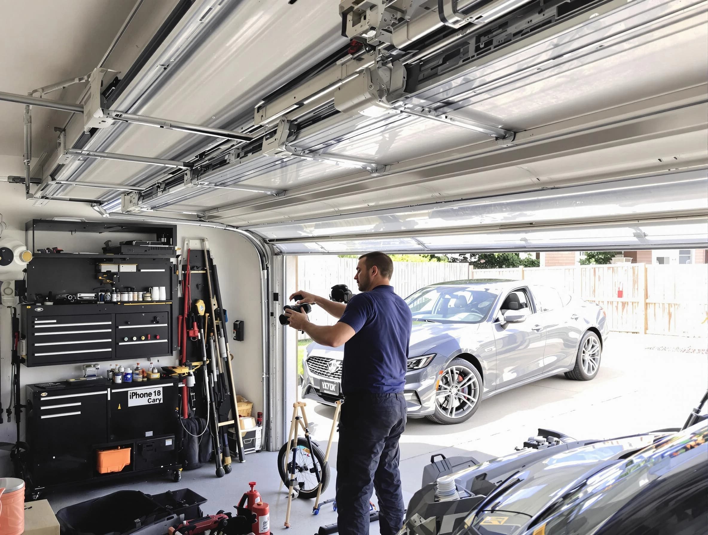 Midwest City Garage Door Repair technician fixing noisy garage door in Midwest City