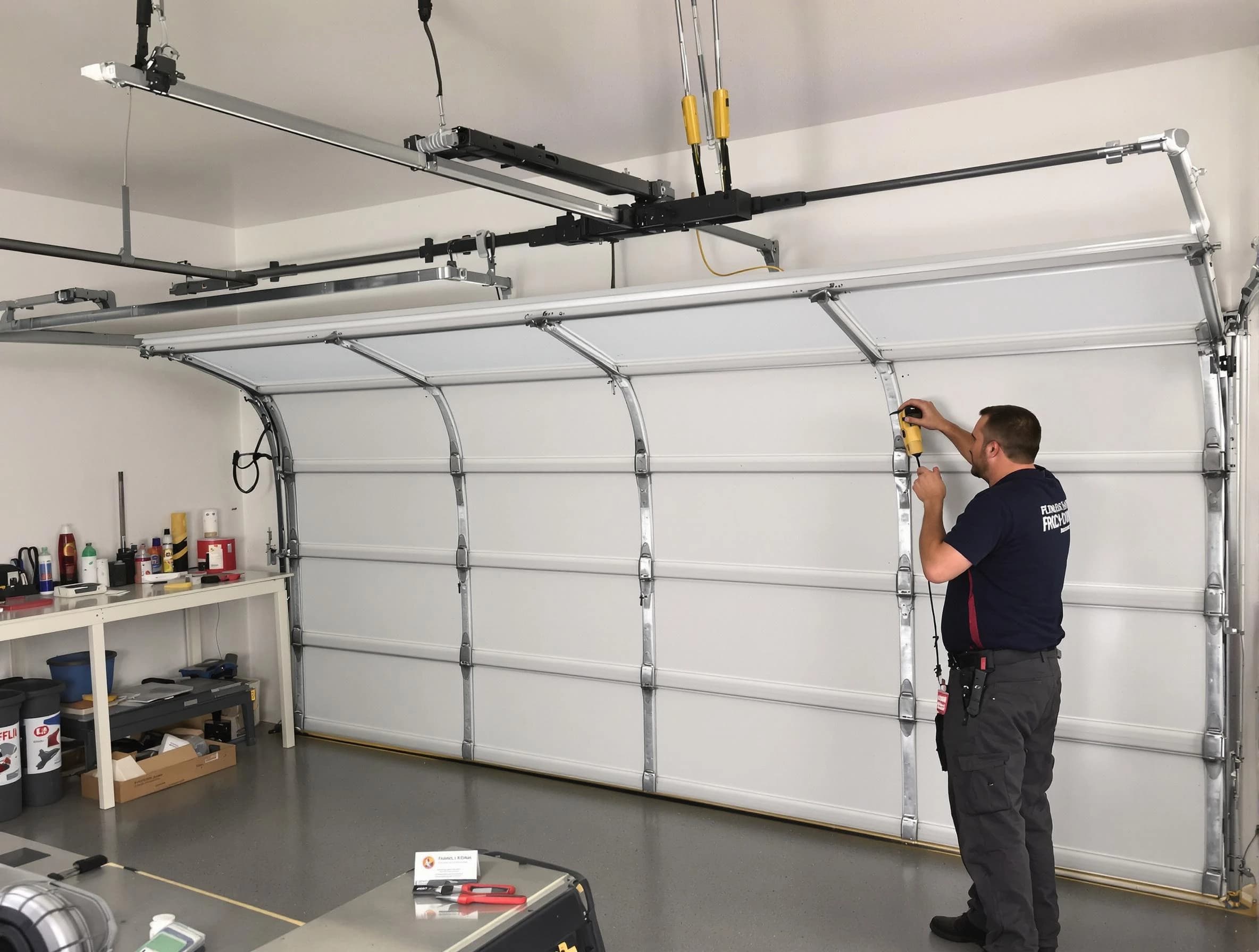 Midwest City Garage Door Repair certified technician performing overhead door system repair in Midwest City