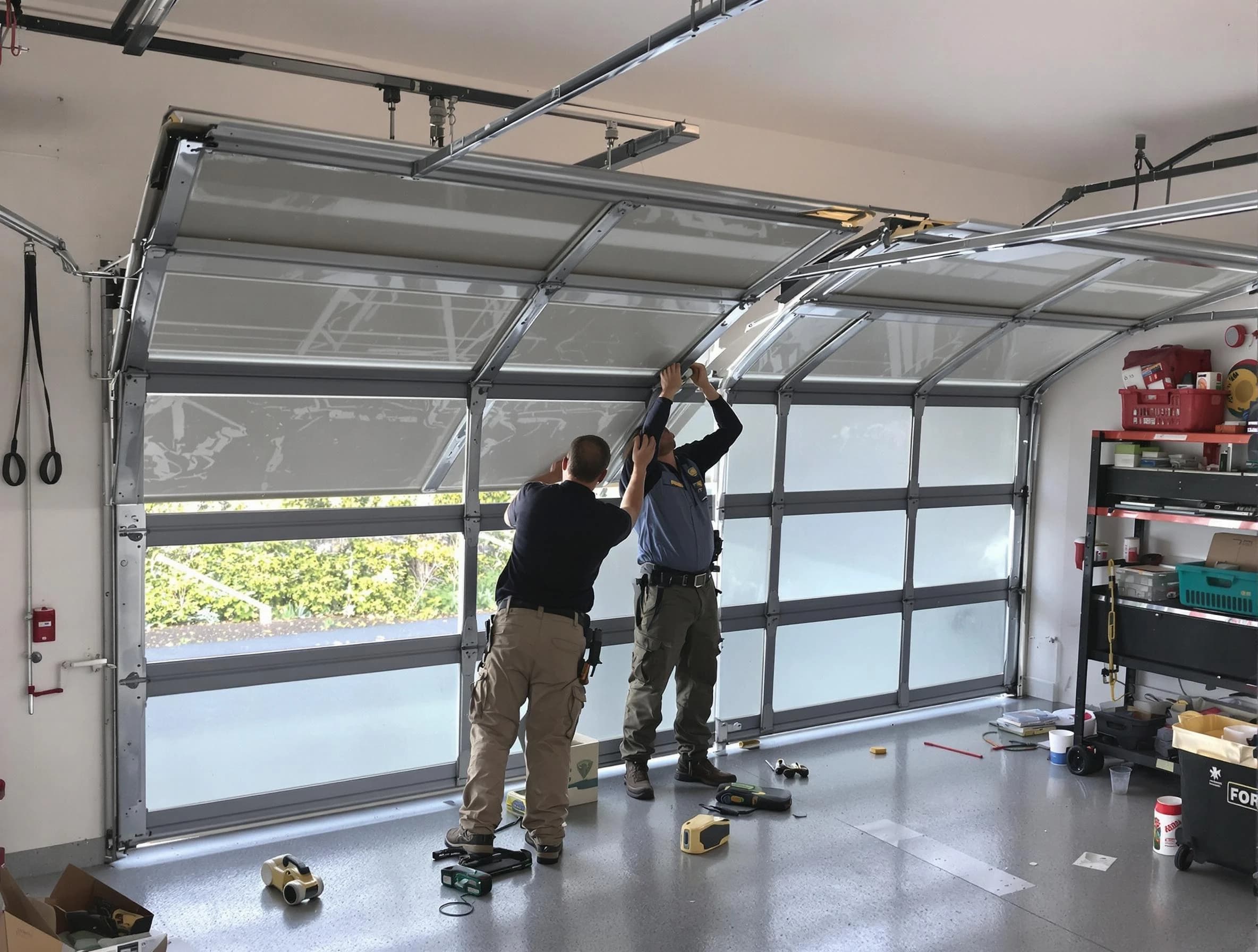 Midwest City Garage Door Repair expert performing precise panel replacement on Midwest City garage door