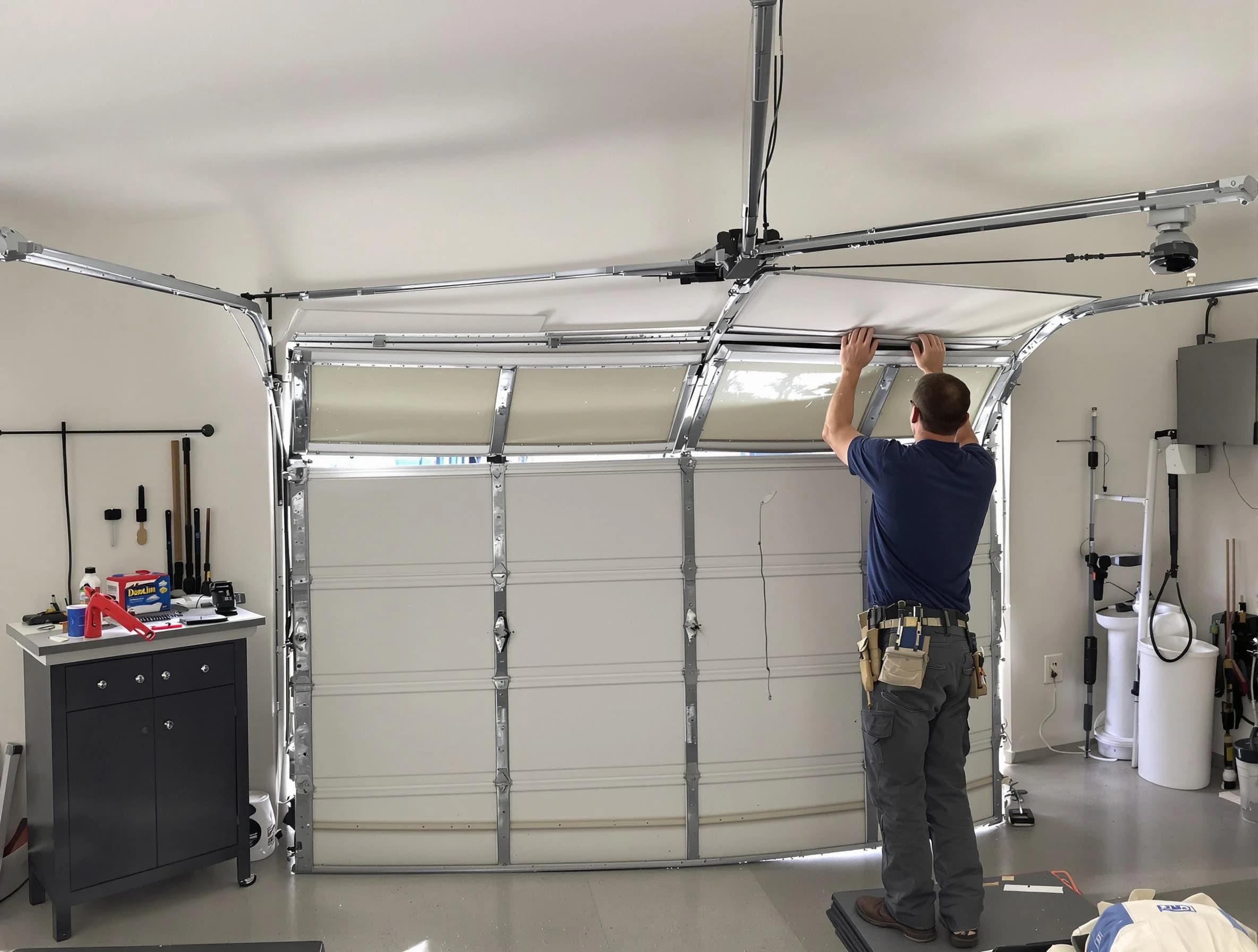 Midwest City Garage Door Repair specialist performing precise section replacement on Midwest City garage door