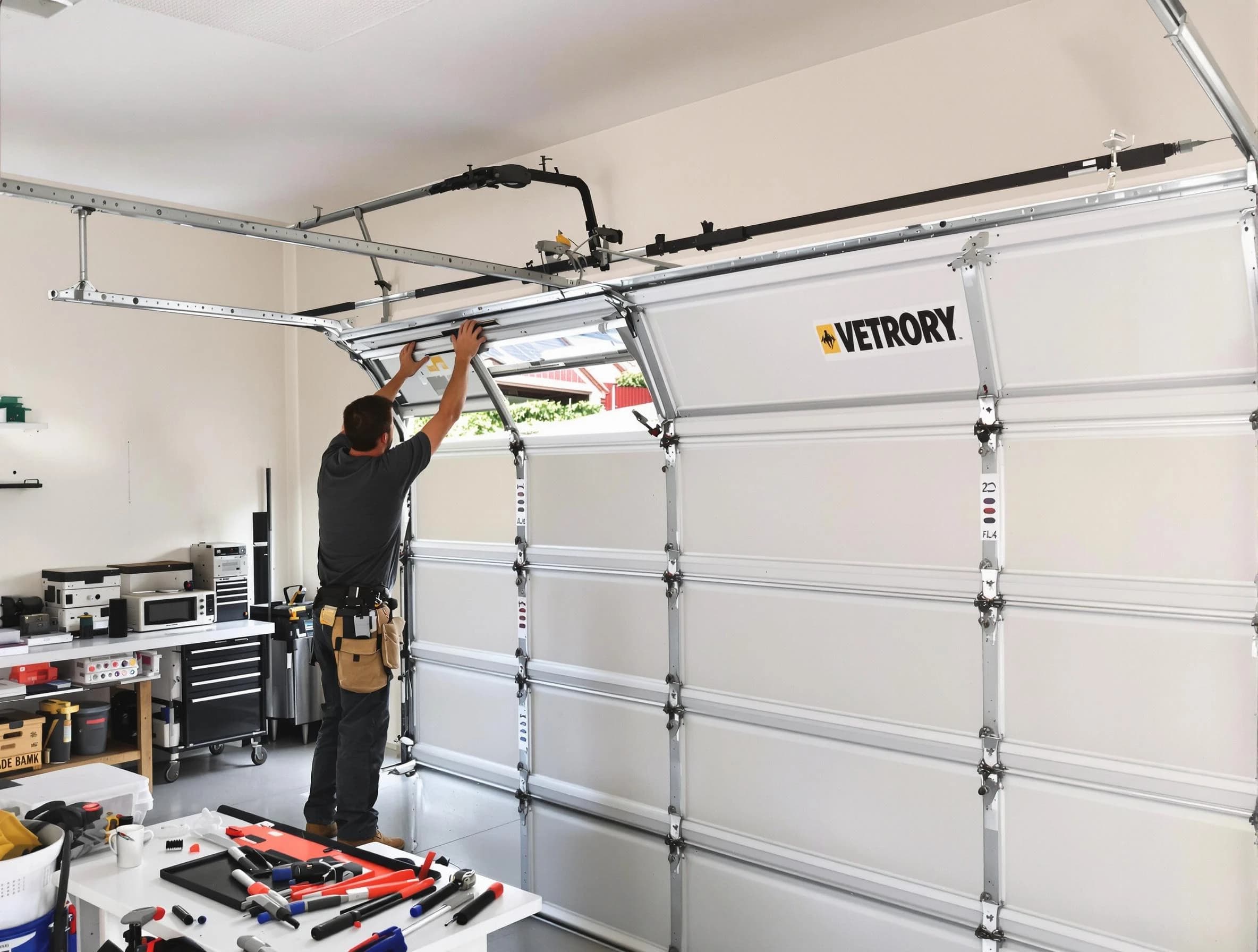 Midwest City Garage Door Repair technician performing section replacement in Midwest City
