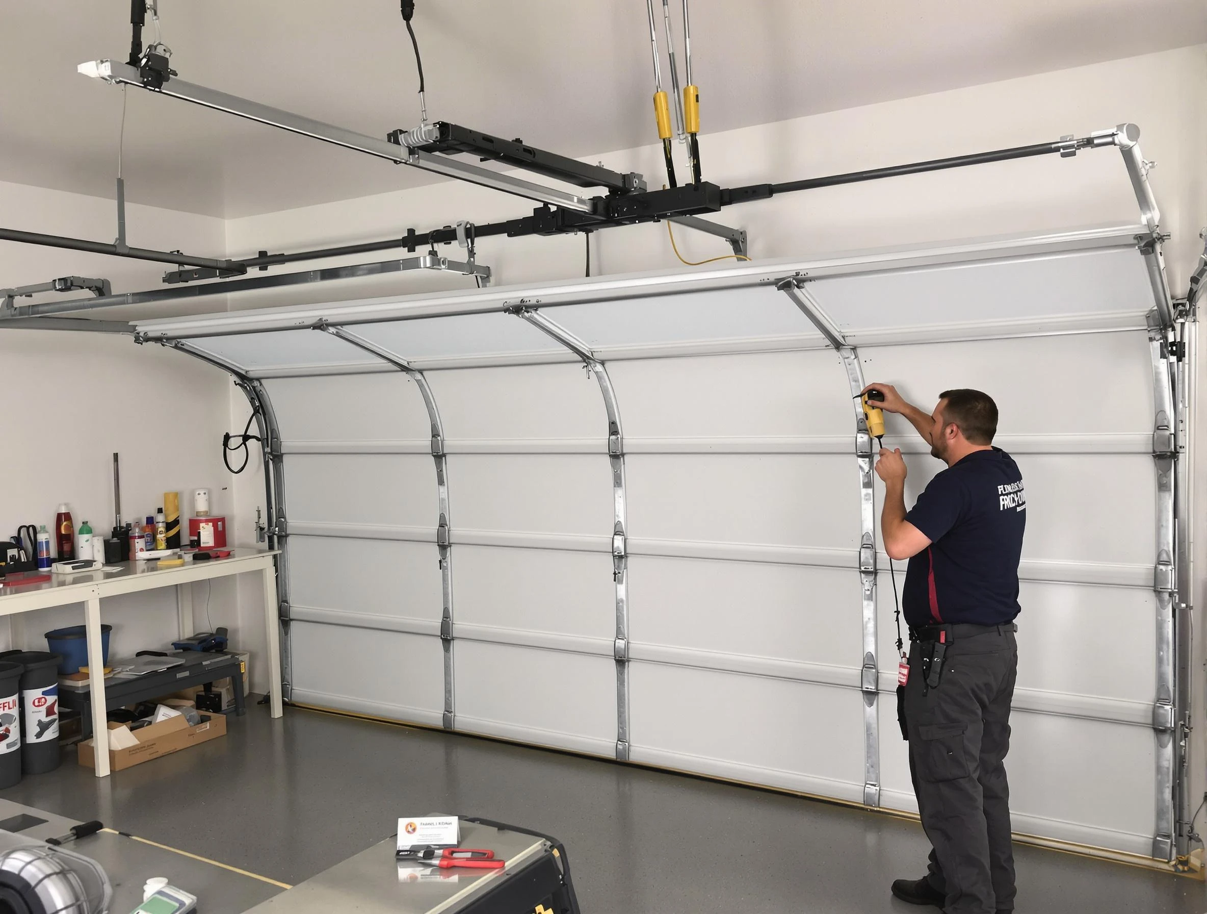 Midwest City Garage Door Repair certified technician performing overhead door system repair in Midwest City