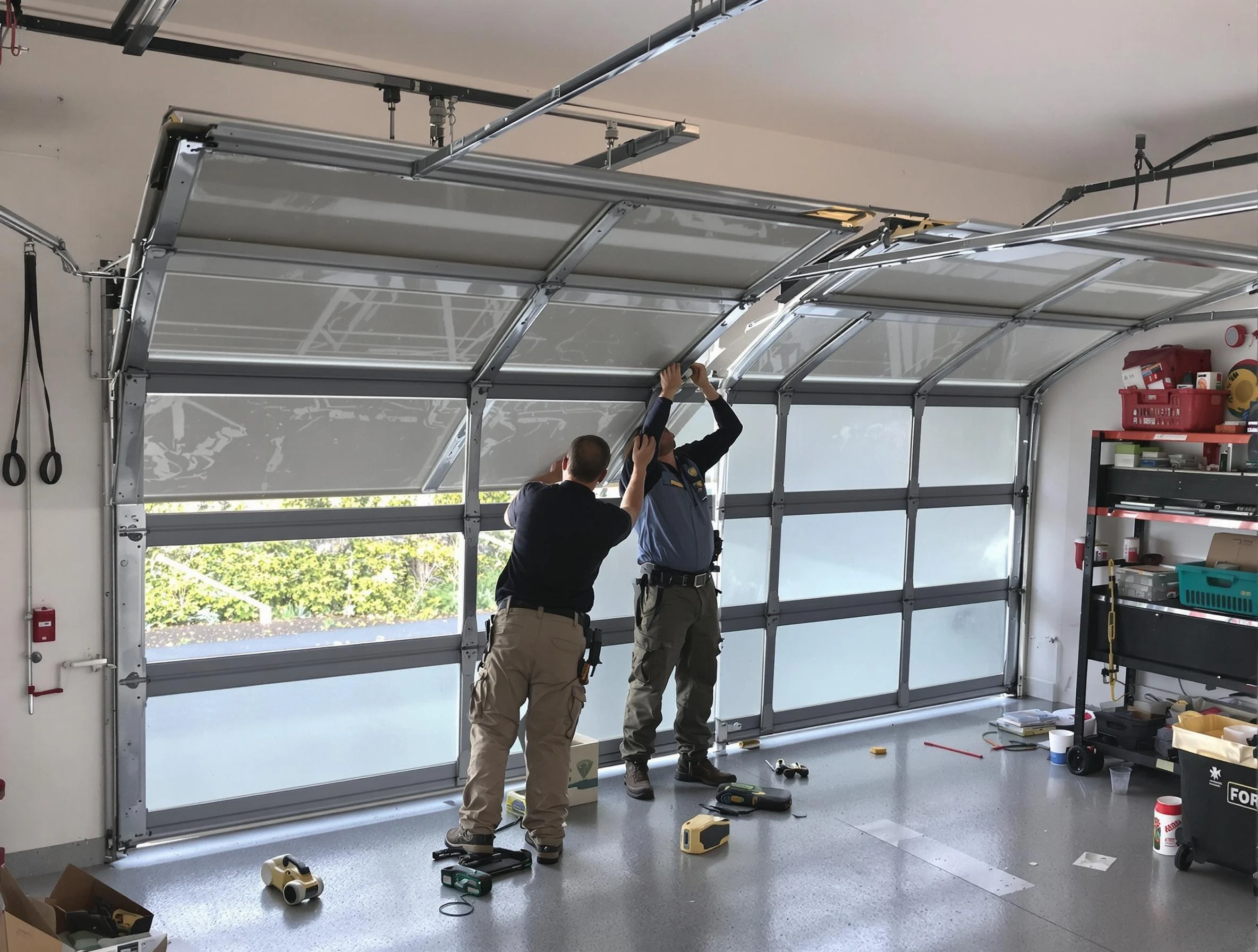 Midwest City Garage Door Repair expert performing precise panel replacement on Midwest City garage door