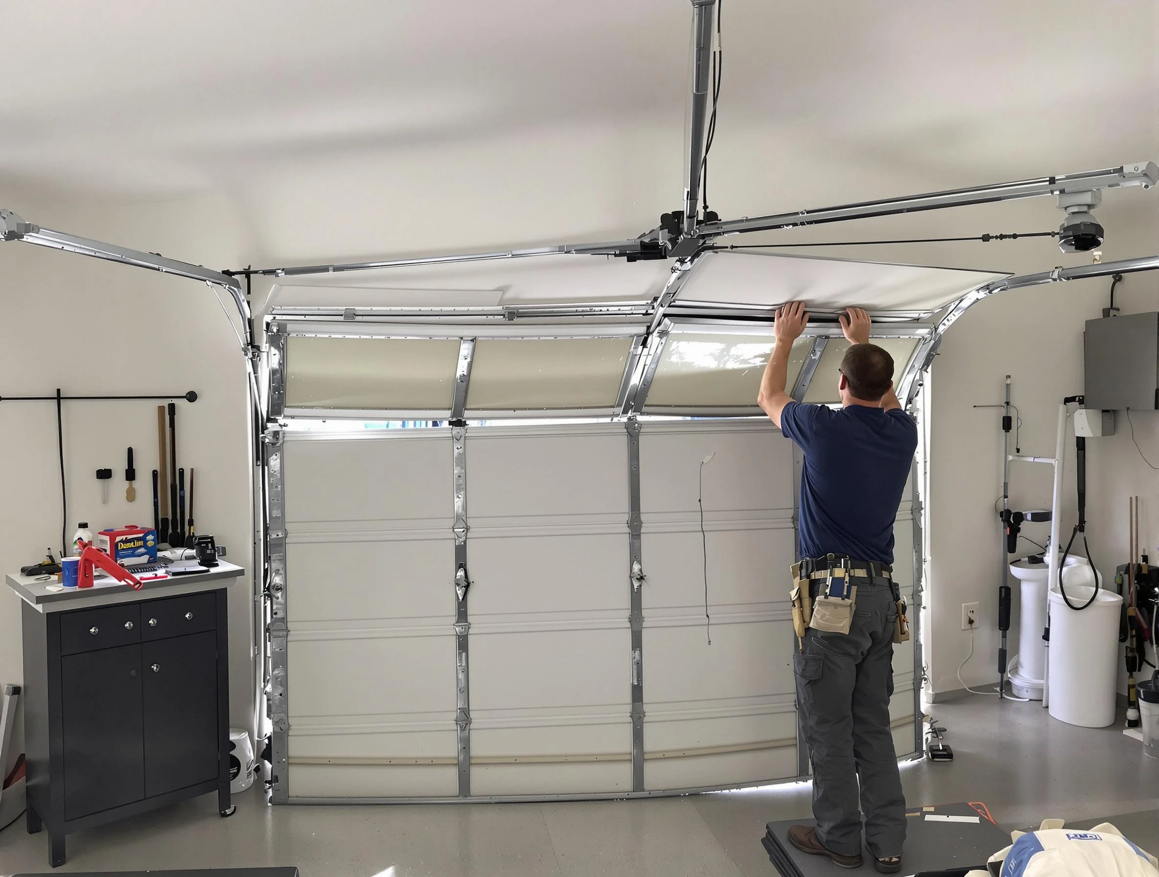 Midwest City Garage Door Repair specialist performing precise section replacement on Midwest City garage door